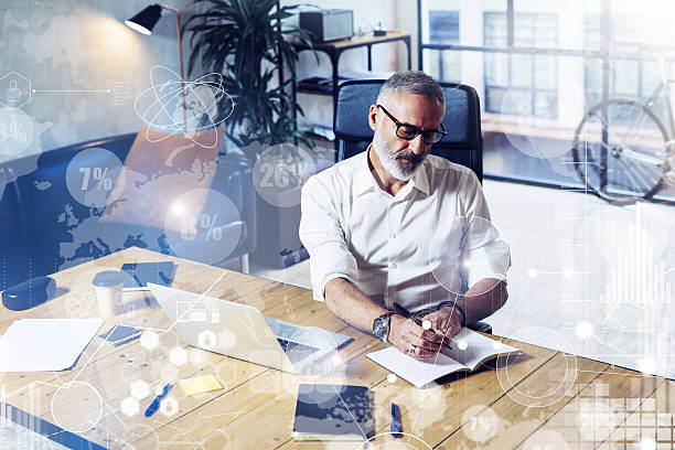 istock Concept of digital screen with virtual icon,diagram, graph interfaces 623769564