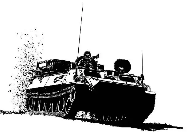 Vector illustration of Armored personnel carrier military vehicle