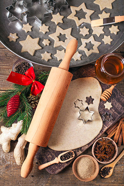 Making Christmas Cookies with traditional gingerbread cookies ingredients