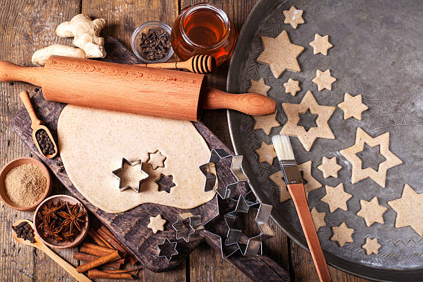 Making Christmas Cookies with traditional gingerbread cookies ingredients