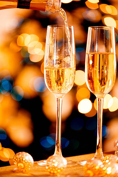 istock Two Flute Glasses on Christmas 623780624