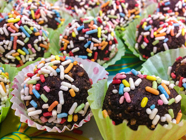 istock Plated shot of candy topped chocolate balls 623780740