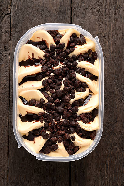 istock Pan with vanilla ice cream chocolate sprinkles 623780916