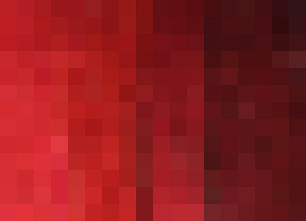 Mosaic Background, pixels background, bright to deep red gradation Abstract image of colorful mosaic-like squares, inspired by nature. Primarily shades of red, forming a gradation from bright red to deep burgundy. pixelated photos stock pictures, royalty-free photos & images