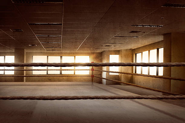 Empty ring boxing arena for training Empty ring boxing arena for training in the gym boxing gym stock pictures, royalty-free photos & images