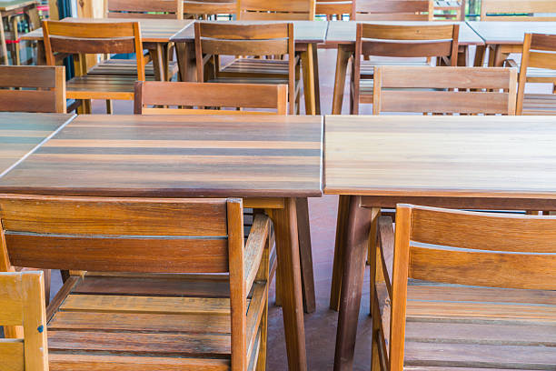 istock Tables and chairs in a restaurant 623828638