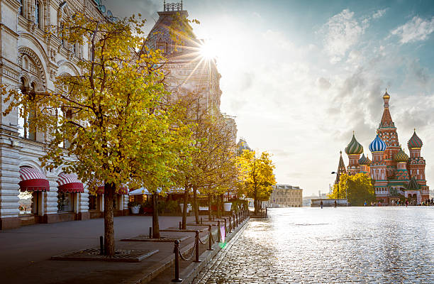istock shopping mall and St. Basil's Cathedral on Red Square in 623848504