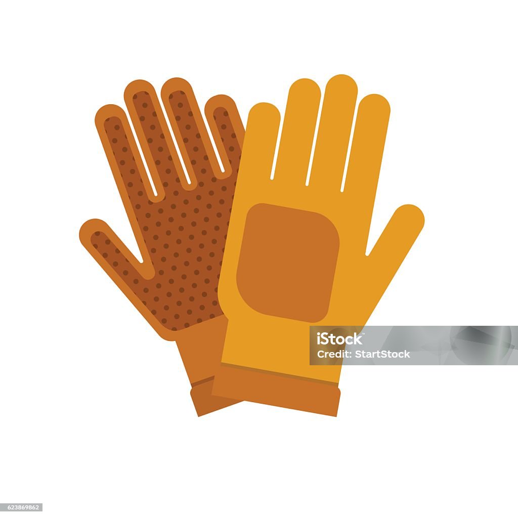 Gants jaunes plats de jardinage pour le travail isolé sur fond blanc - clipart vectoriel de Gants de protection libre de droits