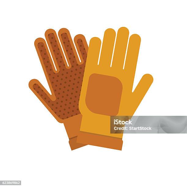 Gants Jaunes Plats De Jardinage Pour Le Travail Isolé Sur Fond Blanc Vecteurs libres de droits et plus d'images vectorielles de Gants de protection