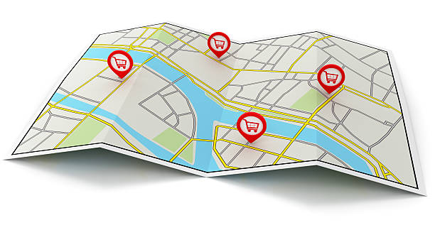 istock City map with shop location pin 623879592