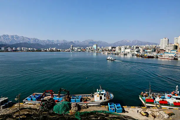 harbor with fishing boats in Korea South
