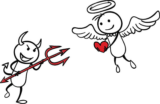 ilustrações de stock, clip art, desenhos animados e ícones de angel vs devil - corrupção