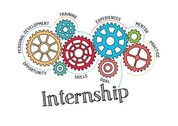 Vector illustration of Gears and Internship Mechanism