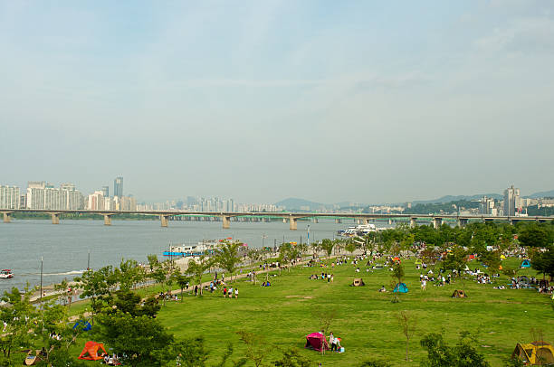 hangang rzeki w seulu w lecie w korei - hangang beach zdjęcia i obrazy z banku zdjęć