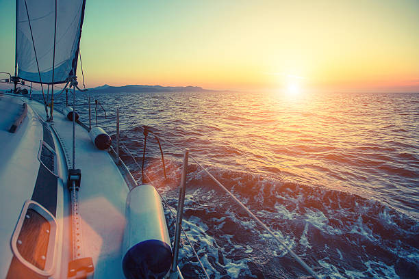 istock Sunset at the sea on a sailing yacht. 623888804