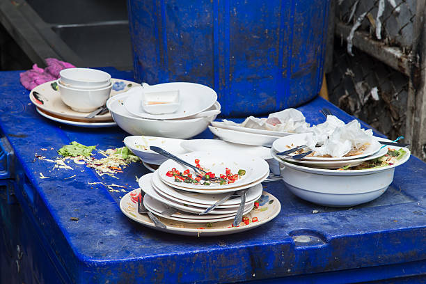 istock unwashed dish with food garbage unhealthy unclean dirty restaurant. 623889210