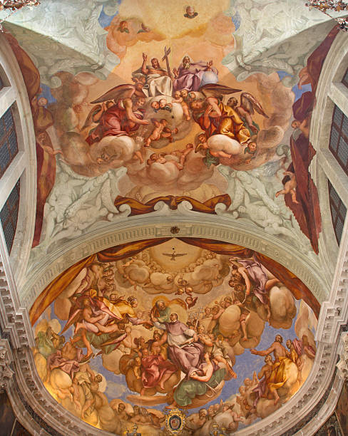 venedig - fresken heilige dreifaltigkeit mit san lorenzo giustiniani - cathedral italy venice italy inside of stock-fotos und bilder