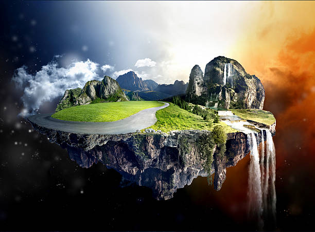 istock Amazing island with grove floating in the air 623897556