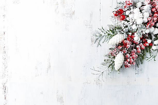 istock Vintage Christmas decoration on a white painted wood 623897590