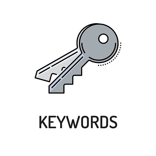 значок линии keywords - keywords metadata single word optimization stock illustrations