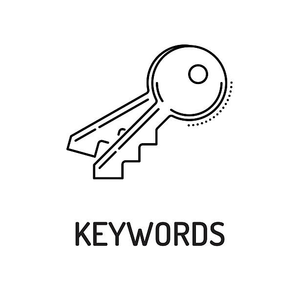 значок линии keywords - keywords metadata single word optimization stock illustrations