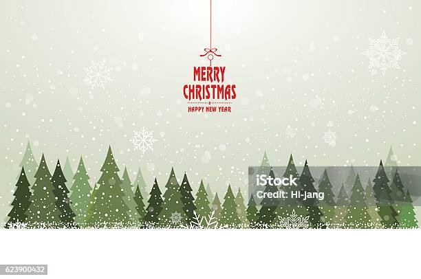 Christmas Card Treeillustration Stock Illustration - Download Image Now - Christmas Card, Christmas, Snow