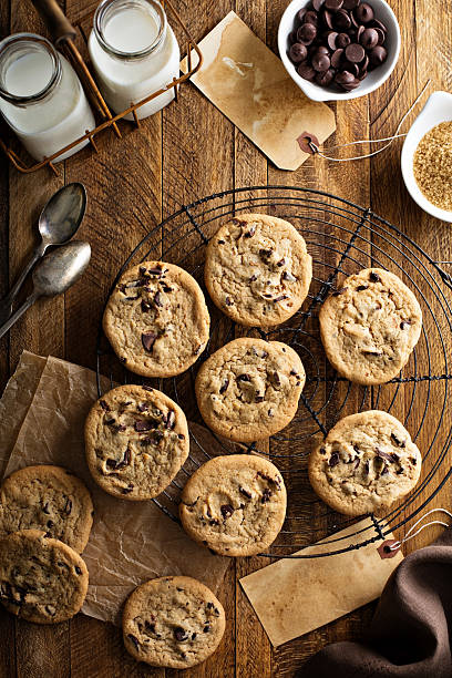 istock Homemade chocolate chip cookies with milk 623907144