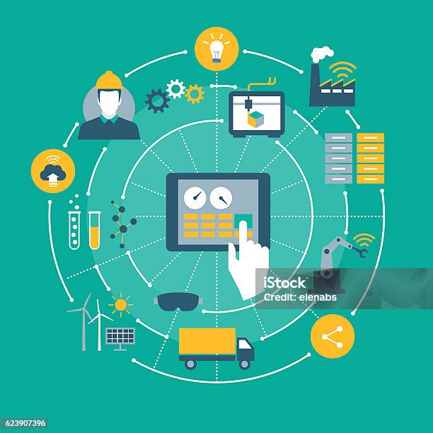 Industry 40 Stock Illustration - Download Image Now - Freight Transportation, Internet of Things, Connection