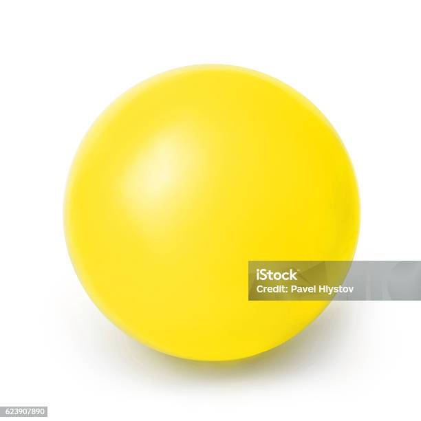 Yellow Ball Isolated On A White Background Stock Photo - Download Image Now - Sports Ball, Yellow, Pilates