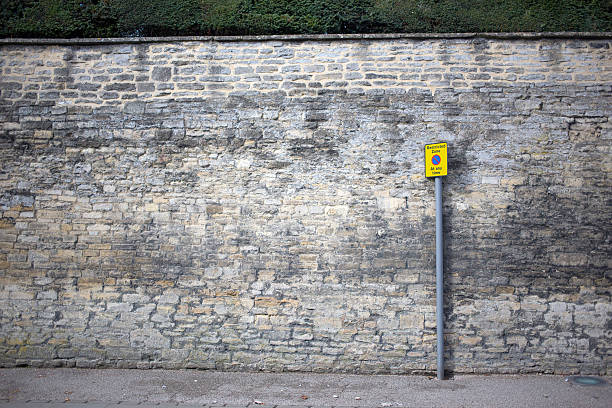 istock restricted parking zone sign against a large wall 623909394