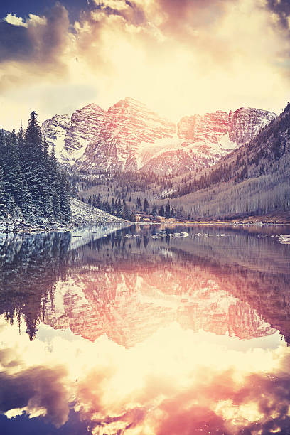 istock Vintage toned Maroon Bells at sunset, Colorado 623911030
