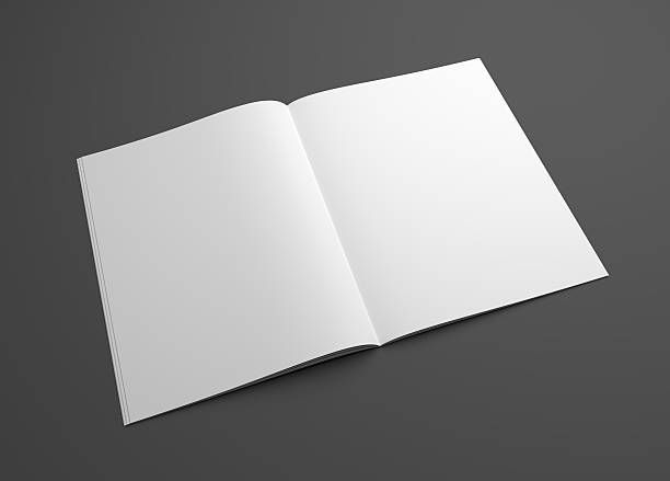 istock Blank 3D illustration opened magazine mock-up on dark 623911276