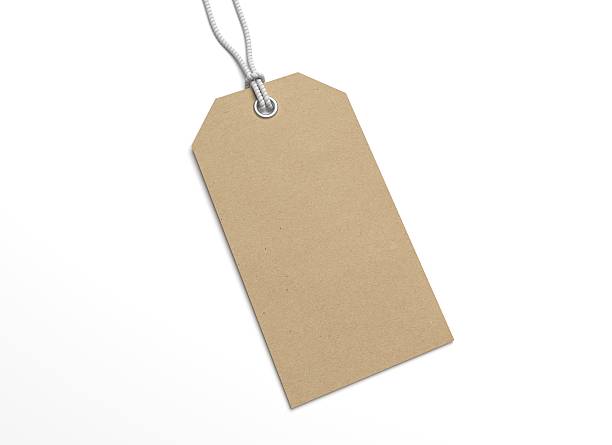 istock Blank 3D illustration hang tag with recycled paper texture. 623911354