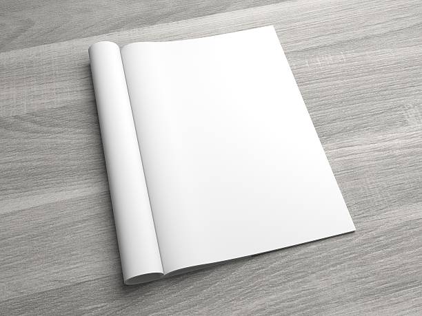 istock Opening pages 3D illustration magazine mock up on wood 623911478