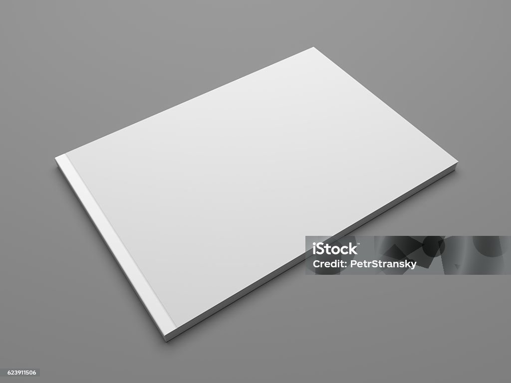 Maqueta de folleto de ilustración 3D en formato horizontal en blanco - Foto de stock de Horizontal libre de derechos