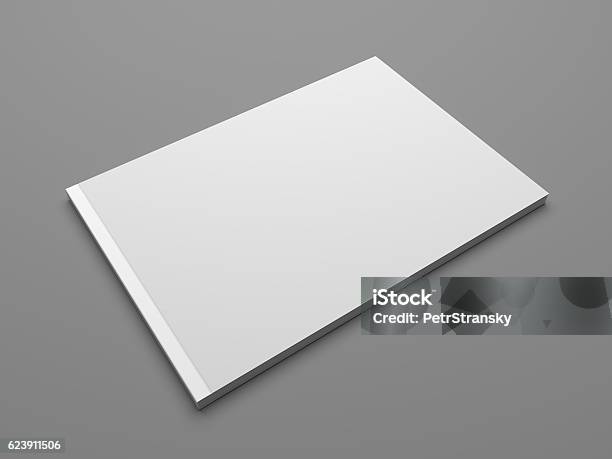 Maqueta De Folleto De Ilustración 3d En Formato Horizontal En Blanco Foto de stock y más banco de imágenes de Horizontal