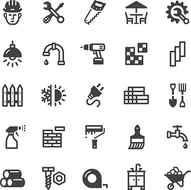 hardware store icons - Black series Vector icons. Black series. One icon consists of a single object. Files included: Vector EPS 10, JPEG 3000 x 3000 px, transparent PNG, AI 17 hardware store stock illustrations