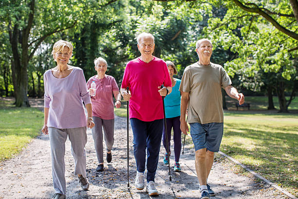 istock Group of senior walking through park 623919752