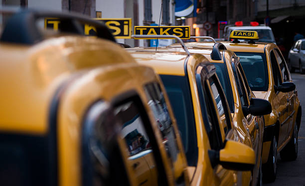 istock Taxi cabs on parking. 623920610