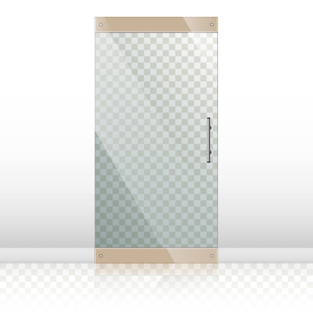 ilustrações de stock, clip art, desenhos animados e ícones de portas de vidro com o chrome prata conjunto de asas - open front door