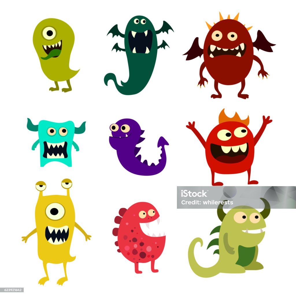 Cartoon Monsters Set Colorful Toy Cute Monster Vector Stock Illustration -  Download Image Now - iStock