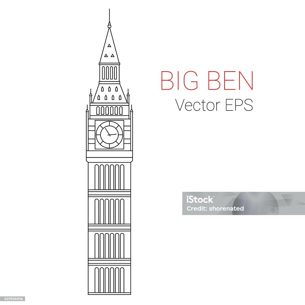 Big Ben Tower,  vector. Big Ben Tower, London. Line vector illustration. Big Ben stock vector