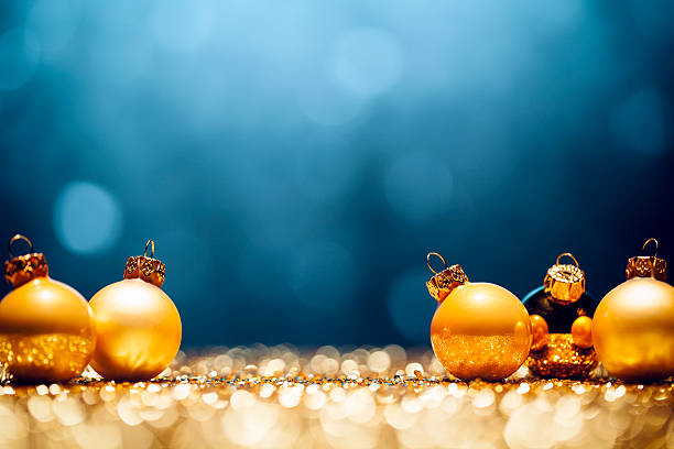 istock Golden Christmas Time - Decorations Lights Bokeh Defocused Blue Gold 623930282