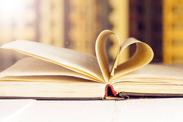 istock Open book on wood planks over abstract light background. 623931654