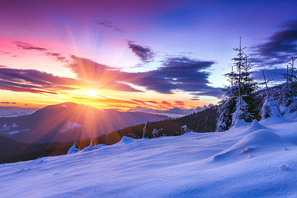 istock Majestic sunrise in the  winter mountains. 623932202