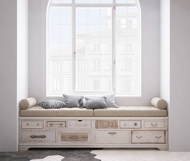 Shabby chest of drawer with pillows