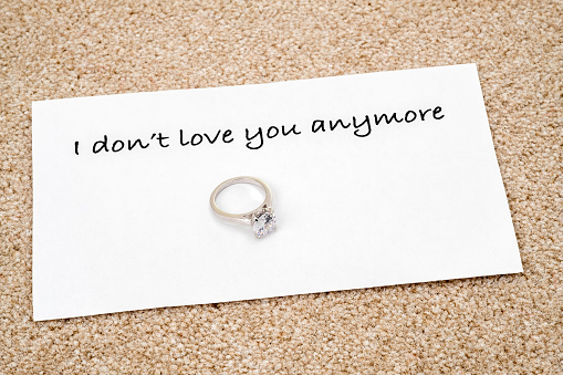 A sad note with a wedding or an engagement ring