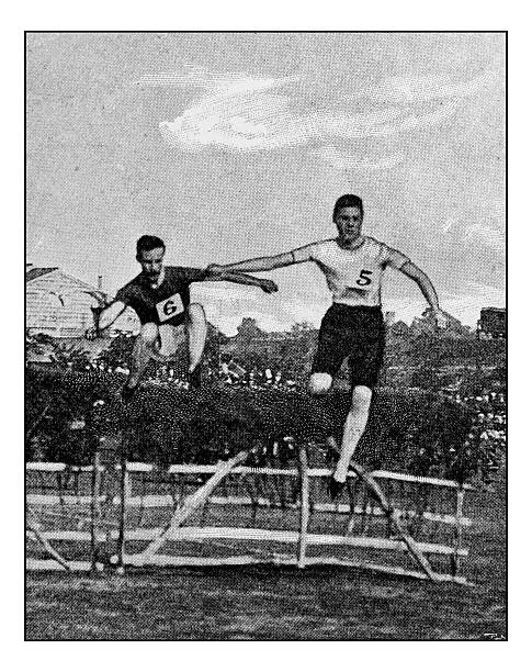 istock Antique dotprinted photograph of Hobbies and Sports: Hurdles 623941420