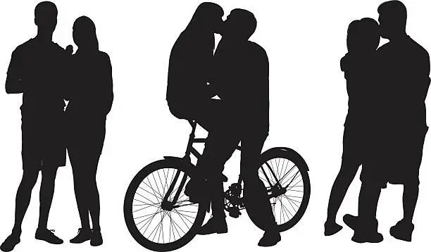 Vector illustration of Couple in various actions