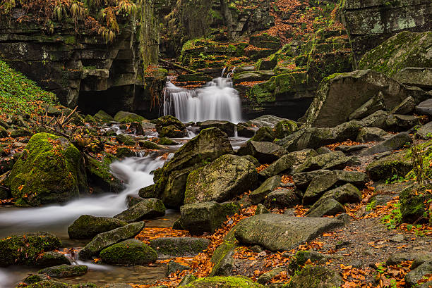 istock Autumn waterfalls with stones 623955074